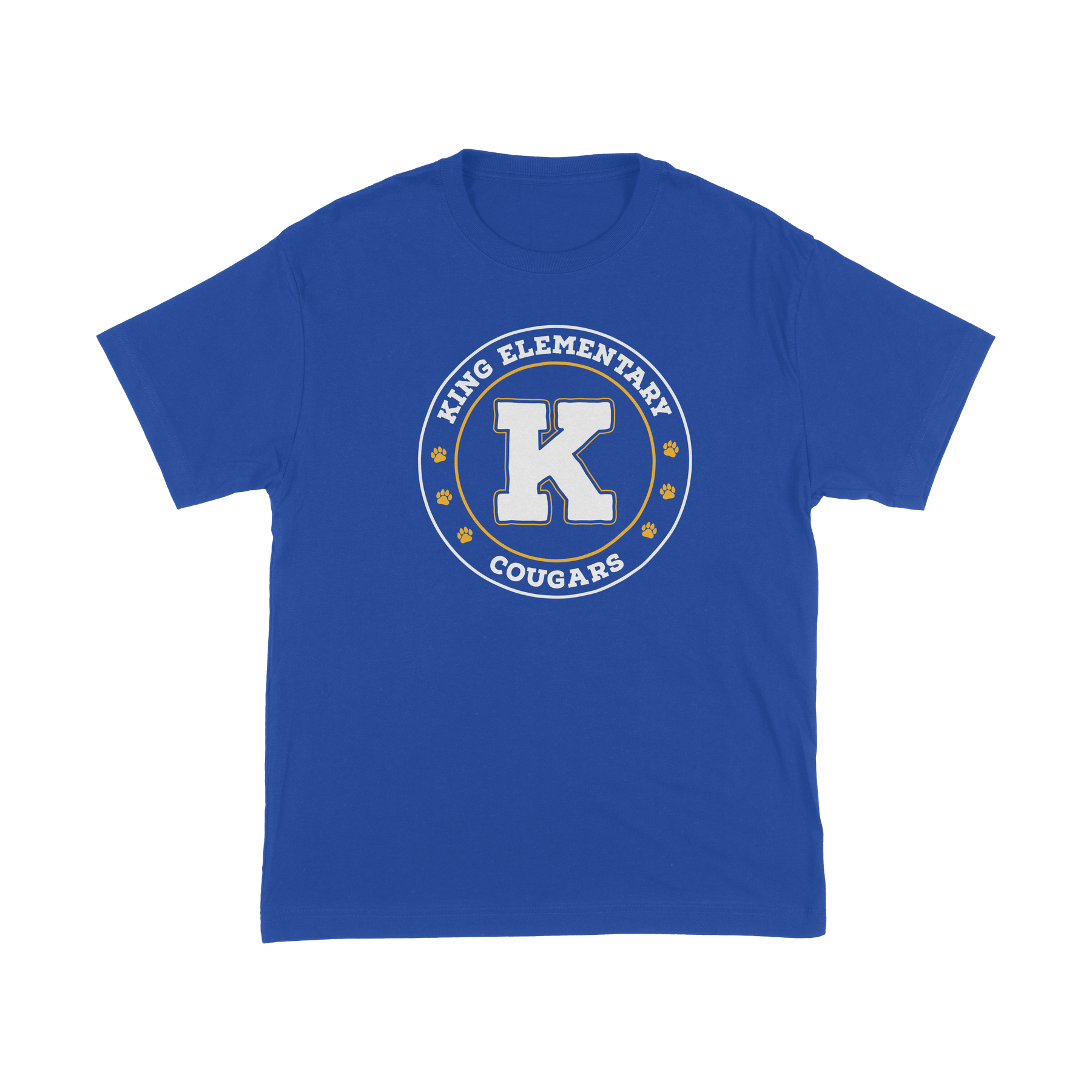 Vintage School Seal blue tee front — approved mockup